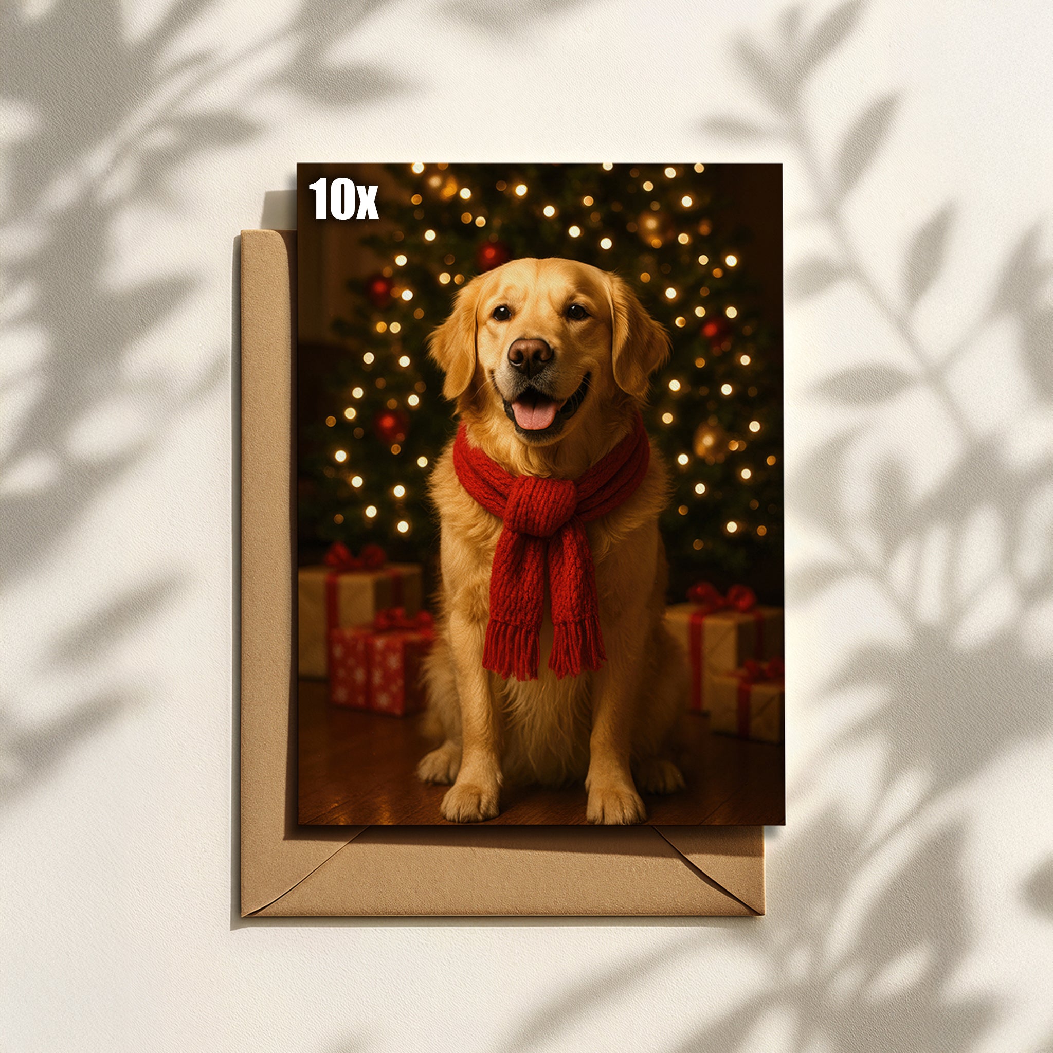 Weihnachtskarte mit Hund & rotem Schal