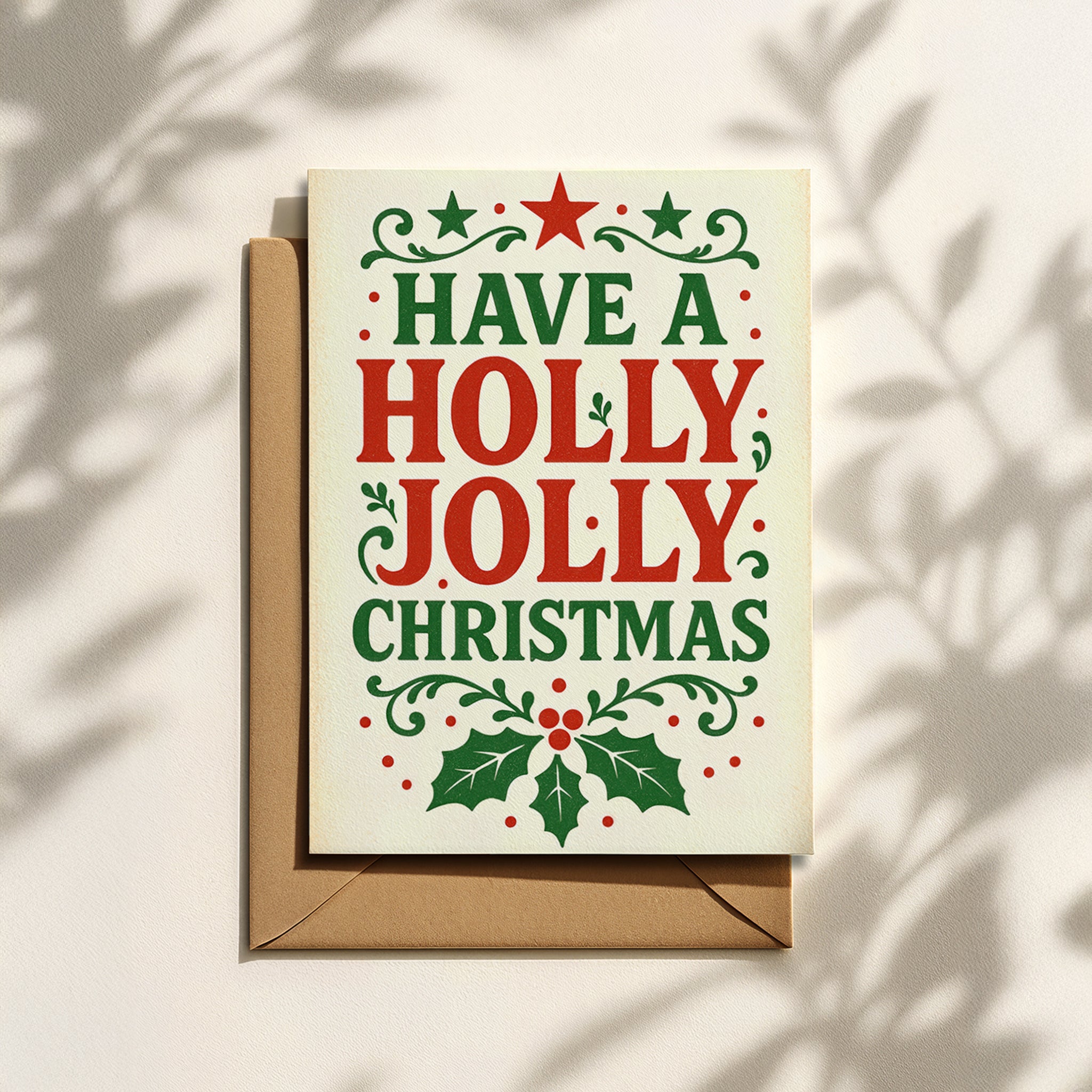Weihnachtskarte mit „Have a Holly Jolly Christmas“