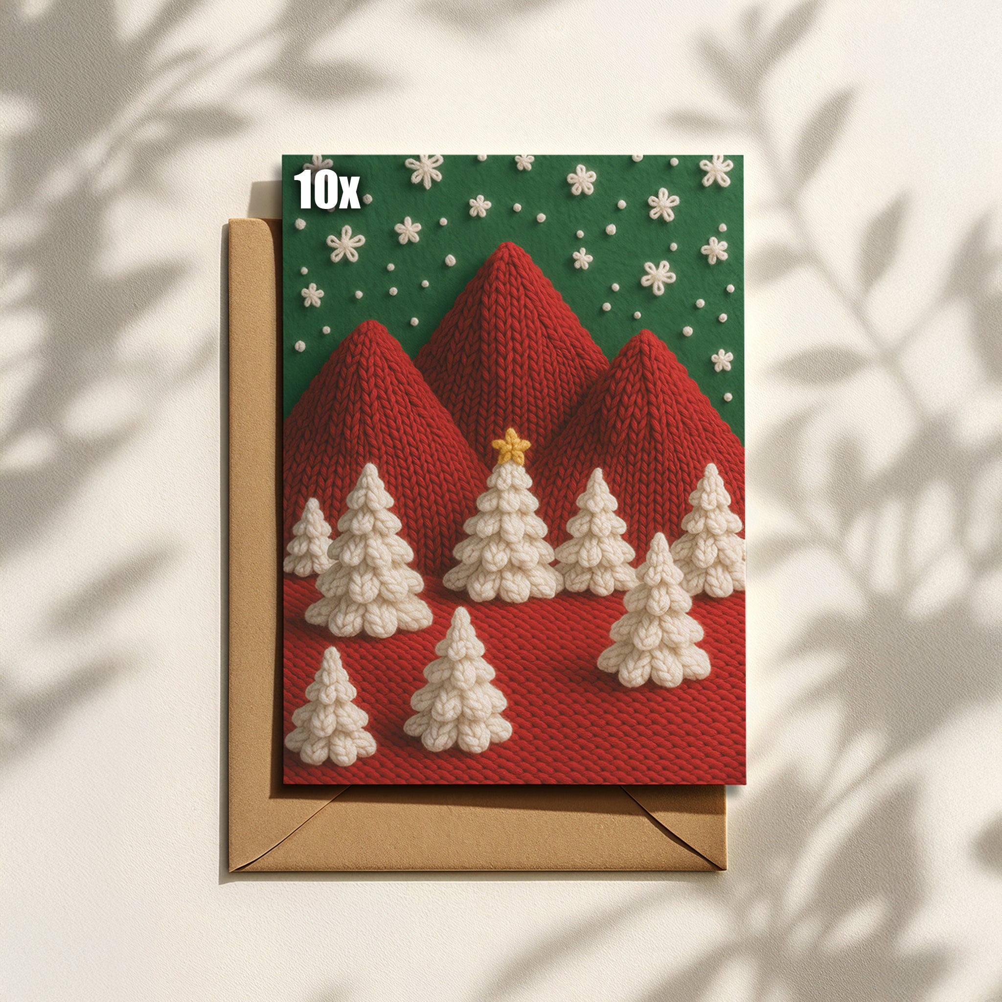 Weihnachtskarte mit gestrickter Winterlandschaft