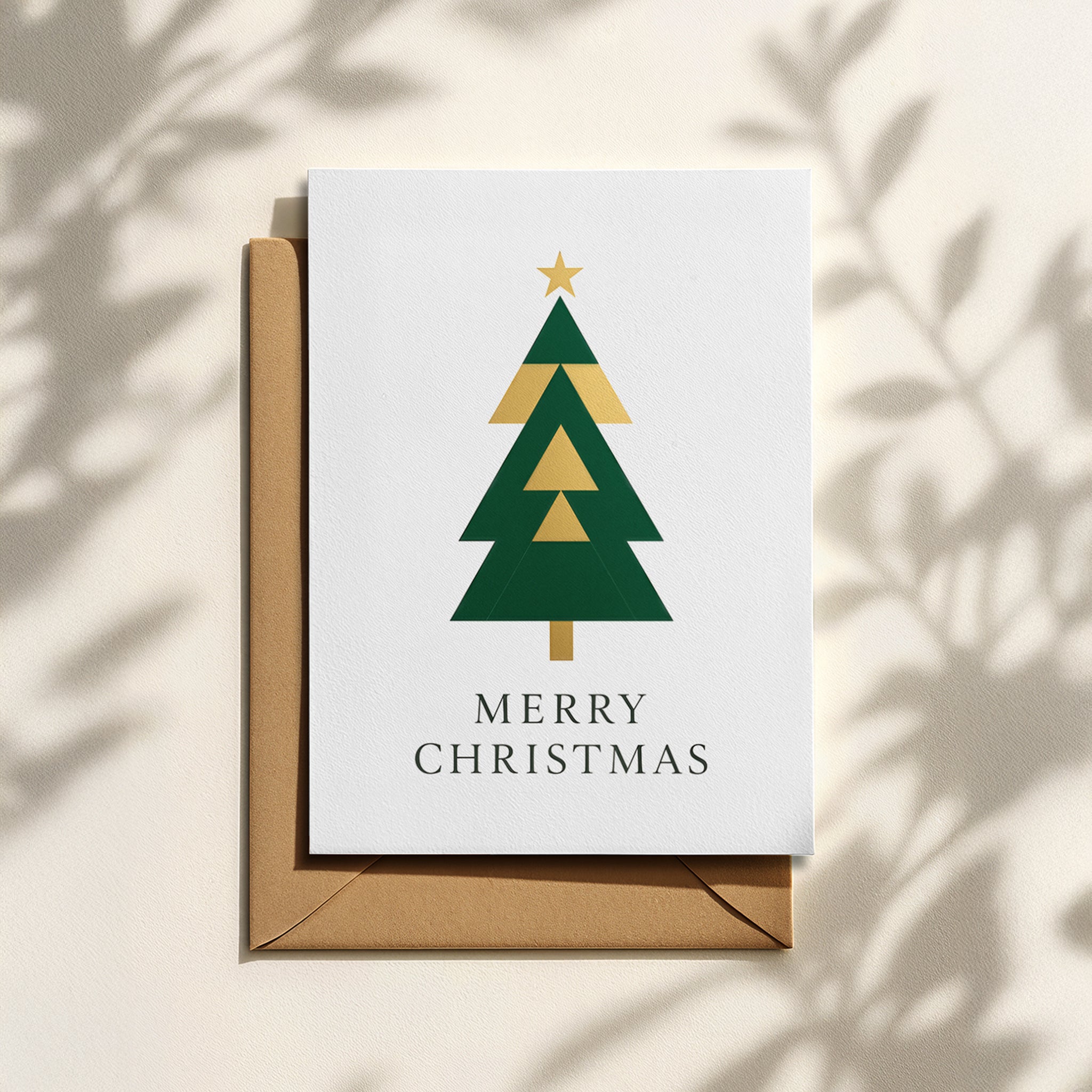 Minimalistische Weihnachtskarte mit Tannenbaum & Stern