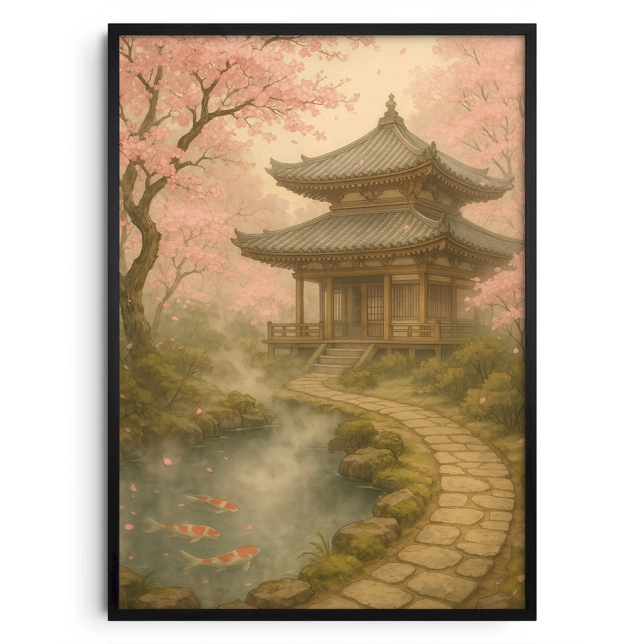 Spring Harmony – Japanischer Tempelgarten mit Kirschblüten