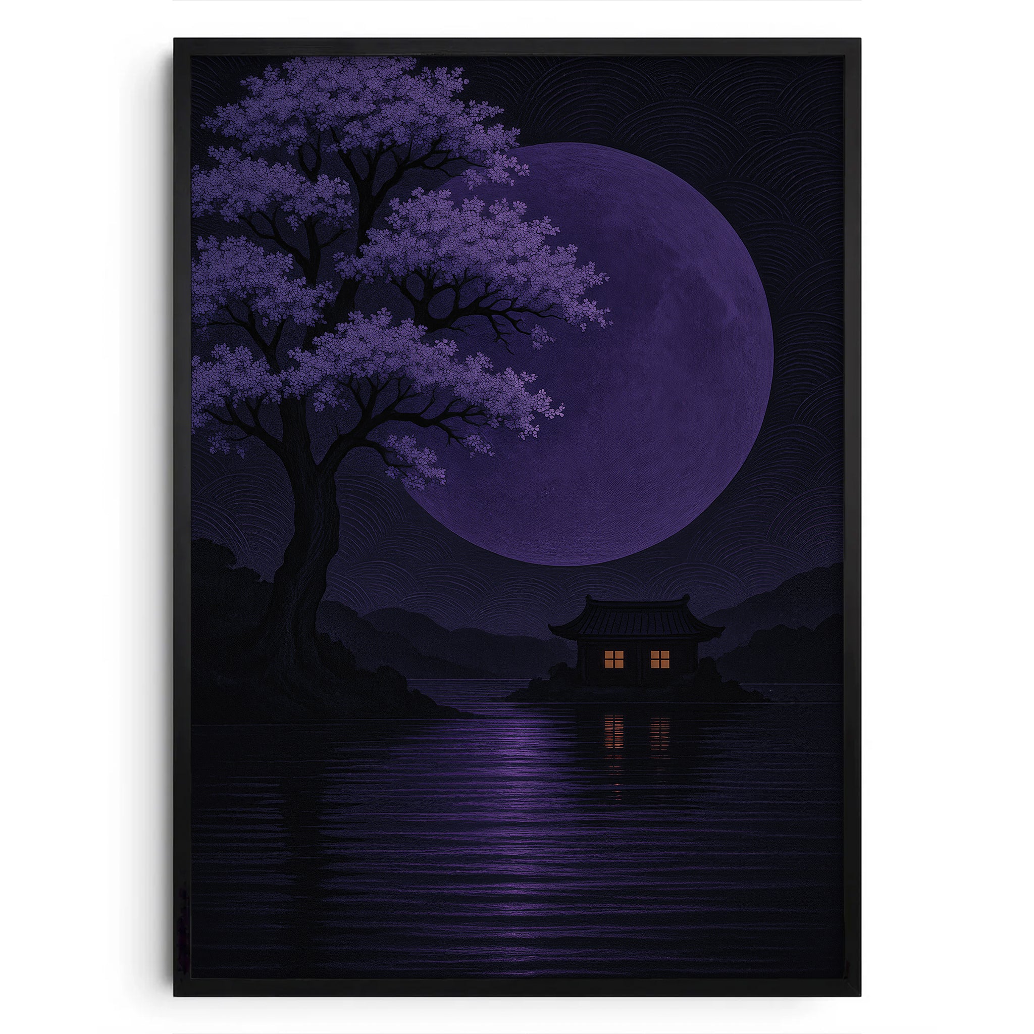 Sakura Moonlight – Japanisches Poster mit Vollmond & Kirschblüten